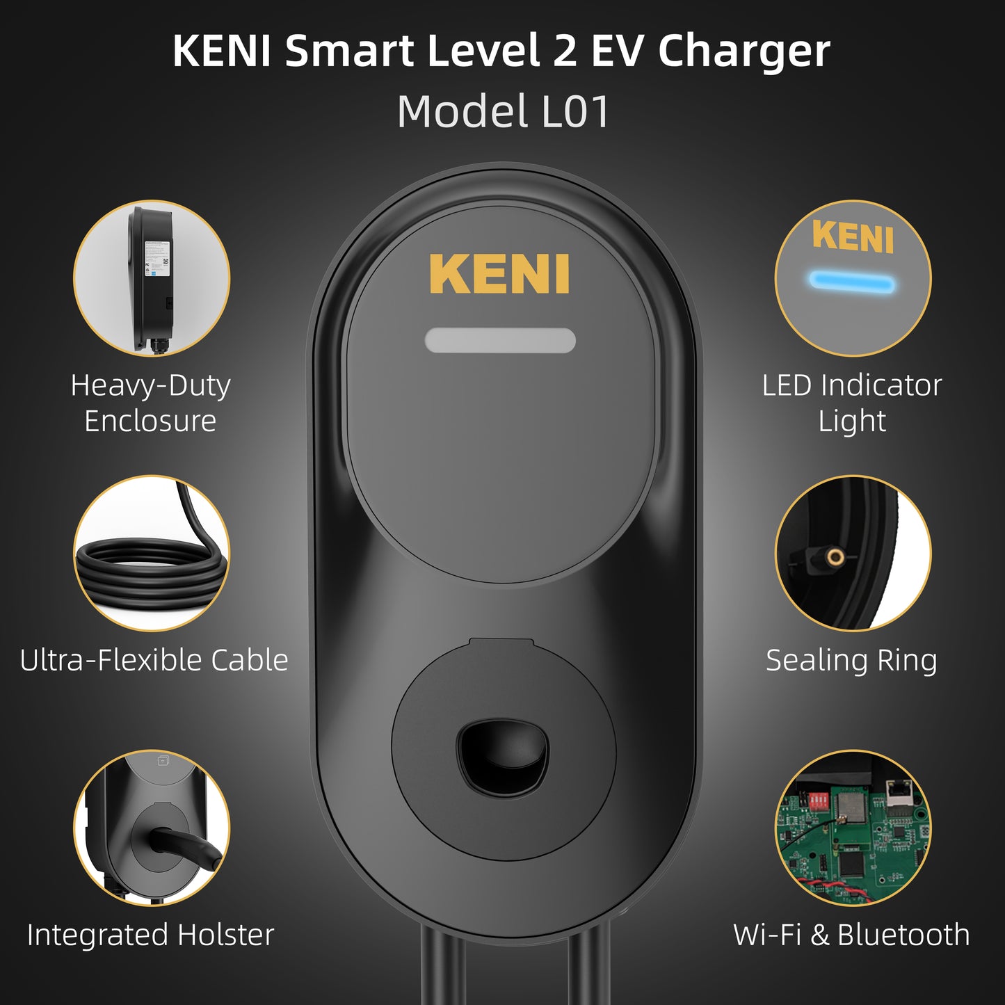 Borne de recharge KENI niveau 2 48amp Ajustable NACS